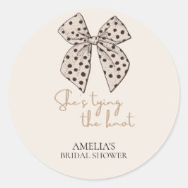 Beigenbogen Sie bindet das Brautparty des Knotens Runder Aufkleber