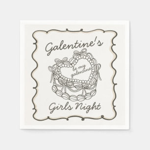 Beiger Bogen Retro Herz Coquette Torte Galentines Serviette