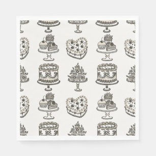 Beiger Bogen Retro Herz Coquette Torte Valentinsta Serviette