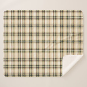 Beiger braun-grüner Tartan-Karo-Geschenk für ihn Sherpadecke