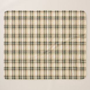 Beiger braun-grüner Tartan-Karostoff als Geschenk  Sherpadecke