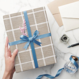 Beiger Creme Neutraler Fensterpaneel-Leinen-Karomu Geschenkpapier