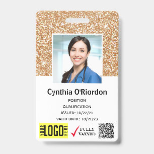 Beiger Glitter-Techniker-QR-Barcode-Fotoausweis Ausweis