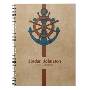 Beiger Hintergrund und Anker und Ruder Notizblock