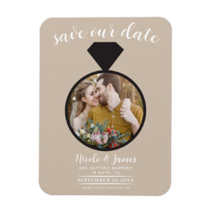 Beiger Hochzeitsring Foto Save-the-Date-Karte Magnet