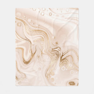 Beiger Marmor mit Goldplättchen aus Glitzer Fleecedecke