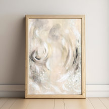 Beiges Grau zeitgenössisches abstraktes Kunstposte