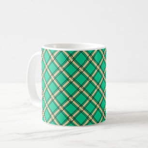 Beiges Grün, Karomuster  Kaffeetasse