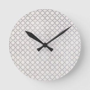 Beiges islamisches geometrisches Muster Runde Wanduhr