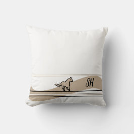 Beiges Kissen mit Design eines laufenden Pferdes &