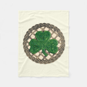 Beiges Kleeblatt auf keltischen Knochen Fleece Bla