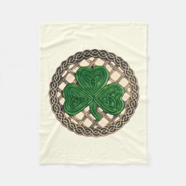 Beiges Kleeblatt auf keltischen Knochen Fleece Bla (Vorderseite)