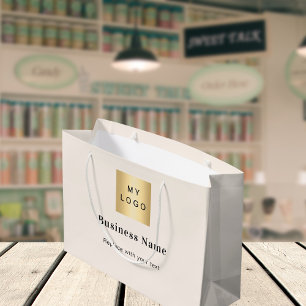 Beiges Logo-Name-Text-Markenzeichen Große Geschenktüte