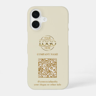 Beiges modernes Geschäftslogo & QR-Code-Promotion iPhone 16 Hülle