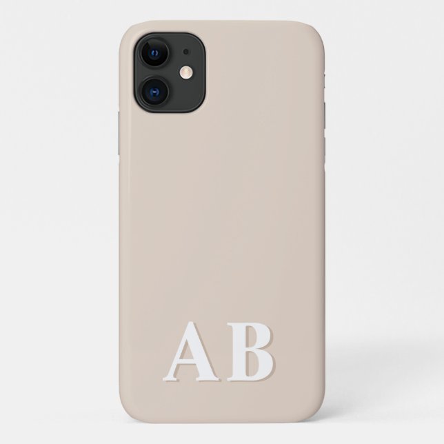 Beiges modernes Minimal-Initial-Monogramm Case-Mate iPhone Hülle (Rückseite)