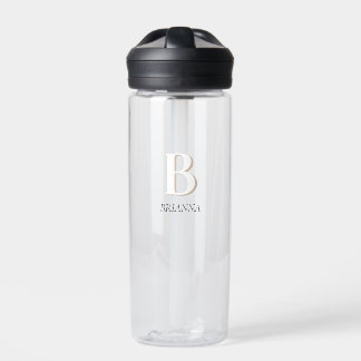 Beiges modernes Minimal-Initial-Monogramm Trinkflasche