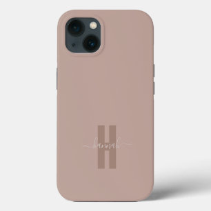 Beiges modernes minimalistisches Anfangsmonogramm iPhone 13 Hülle