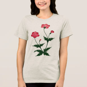 Beiges, rosa und grünes Blumen-T-Shirt Tri-Blend Shirt