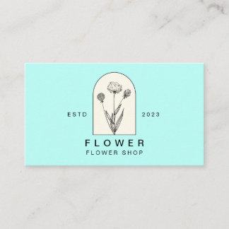 Beiges Teal Mädchenhaft Löwenzahn Blume Blumenhänd Visitenkarte