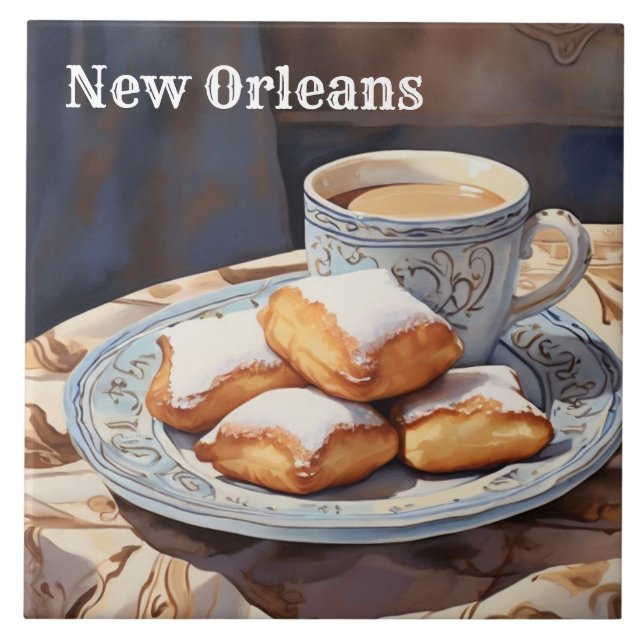 Beignets New Orleans Cuisine Baked Dessert Kitchen Fliese (Vorderseite)