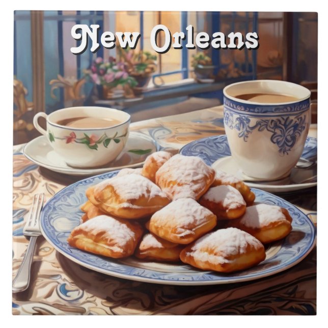 Beignets New Orleans Gebäck Süße Küche Fliese (Vorderseite)