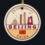 Beijing China City Skyline Emblem Keramik Ornament<br><div class="desc">Beijing minimalist,  colorful art design featuring monuments and landmarks of the city in China.</div>