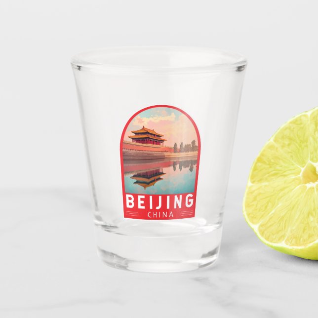 Beijing China Travel Art Emblem Schnapsglas (Vorderseite)