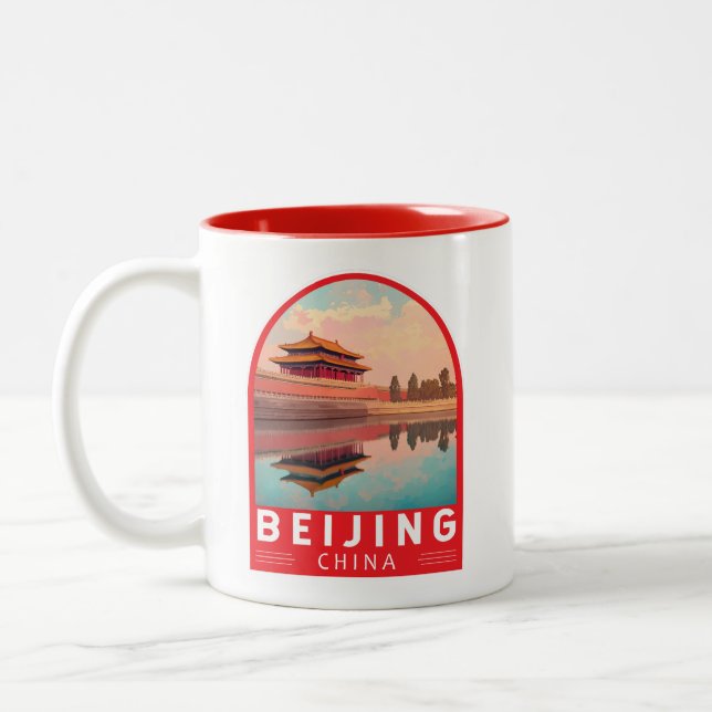 Beijing China Travel Art Emblem Zweifarbige Tasse (Links)