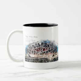 Beijing National Stadium Aquarell Zweifarbige Tasse