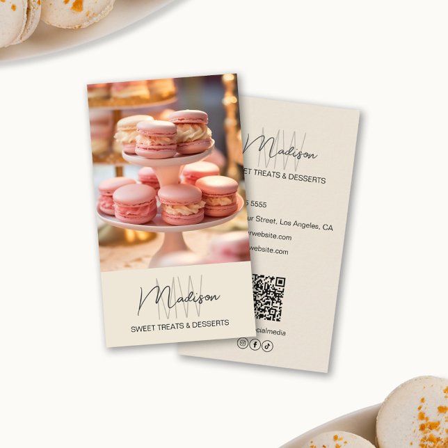 Beilage für das Bakery Monogram Visitenkarte (Bakery Monogram Logo Beige Business Card)