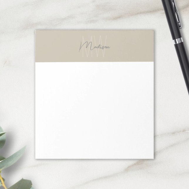 Beilage für Monogramm-Logos Moderne Minimalistisch Notizblock (Monogram Logo Beige Modern Minimalist Notepad)
