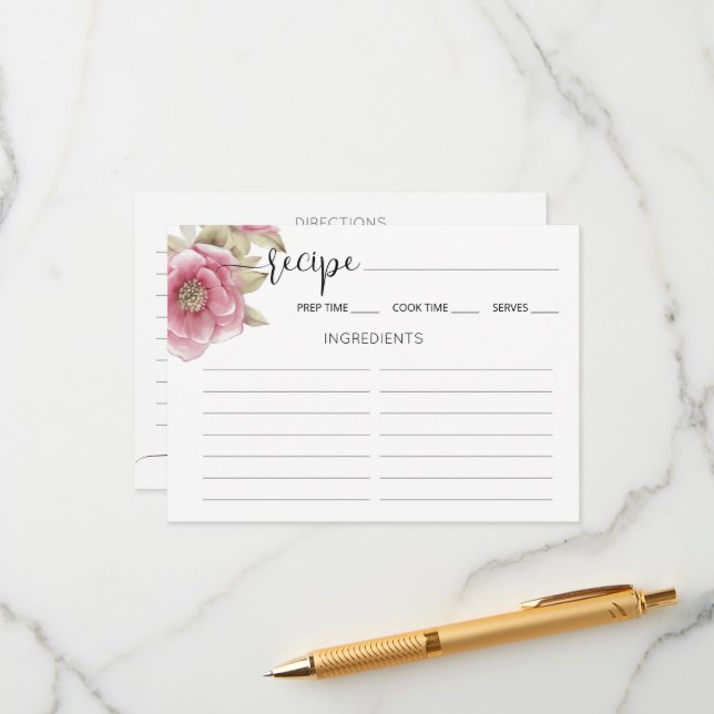 Beilagekarte Junggesellinnenabschied Rezept. Begleitkarte (Vorderseite/Rückseite Beispiel)