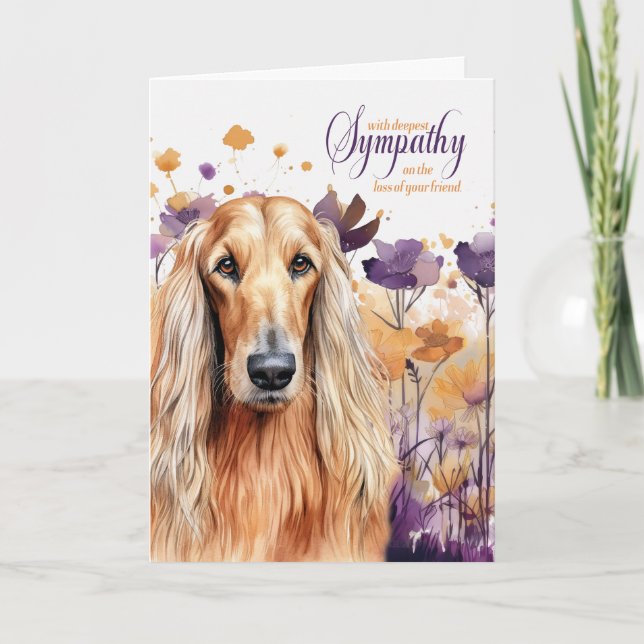 Beileid Afghan Hund Wildblume Wiese Karte (Vorderseite)