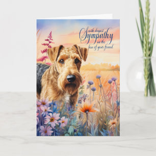 Beileid Airedale Terrier Dog Wildblume Wiese Karte