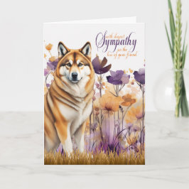 Beileid Akita Hund Lila Wildblume Wiese Karte