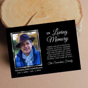 Beileid Beerdigung Gedächtnis Schwarz DANKEN SIE F Dankeskarte