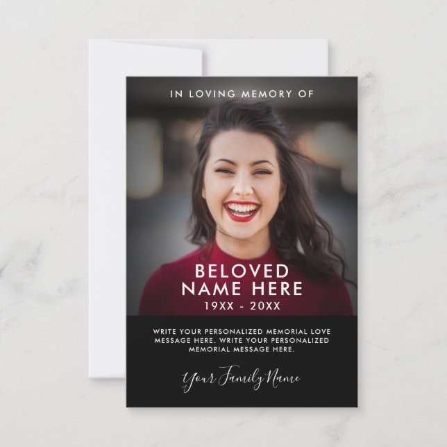 Beileid Beerdigung Gedächtnis Vielen Dank Foto-Kar Einladung (Vorderseite)