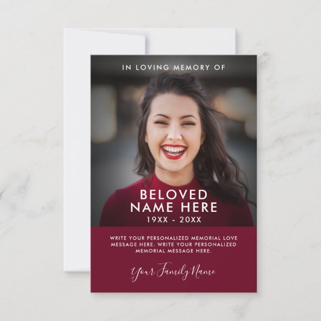 Beileid Beerdigung Gedächtnis Vielen Dank Foto-Kar Einladung (Vorderseite)