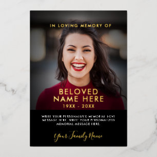 Beileid Beerdigung Memory Foto Foil Cards Folieneinladung