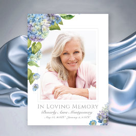 Beileid Blue Hydrangea Floral Foto Beerdigung Dankeskarte