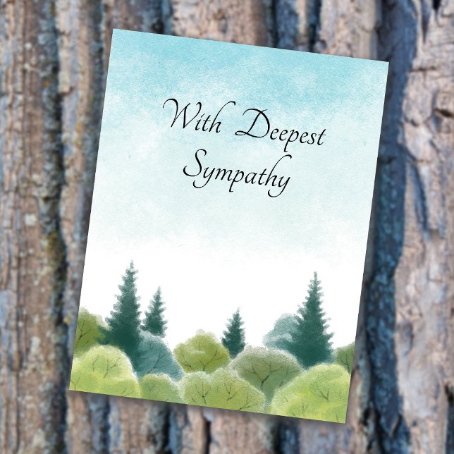 Beileid Condolence Watercolor Woodland Blue Sky Postkarte (Von Creator hochgeladen)