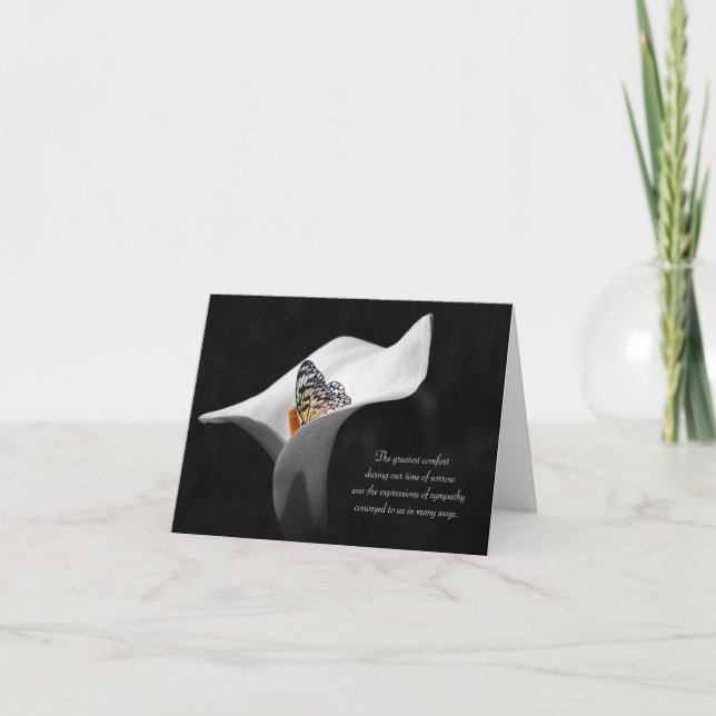 Beileid danke Ihnen Schmetterling in Lilie Karte (Vorderseite)