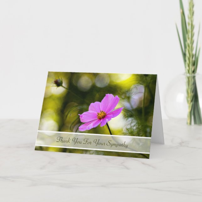 Beileid danken Ihnen Abends-rosa Kosmos-Wildblume Dankeskarte (Vorderseite)