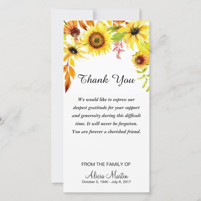 Beileid danken Ihnen Dankeskarte (Vorderseite)