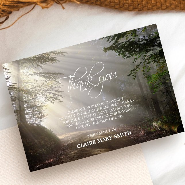 Beileid DANKEN SIE Gedenkwald Sun FOTO Dankeskarte (Von Creator hochgeladen)