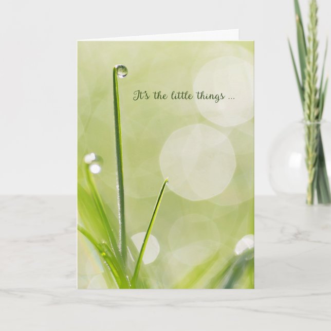 Beileid Dankeschön - Auf Grasblättern werfen Dankeskarte (Vorderseite)