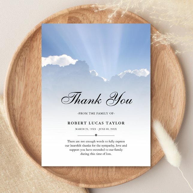 Beileid Dankeschön Beach Ocean Beerdigung Postkarte (Clouds Sympathy Thank You Card)