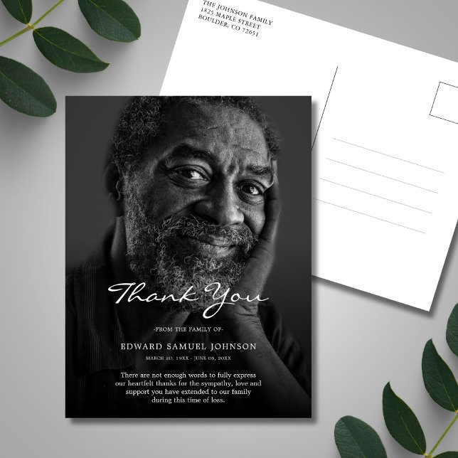 Beileid Dankeschön für das Foto der Beerdigung Postkarte (Sympathy Thank You Postcard)