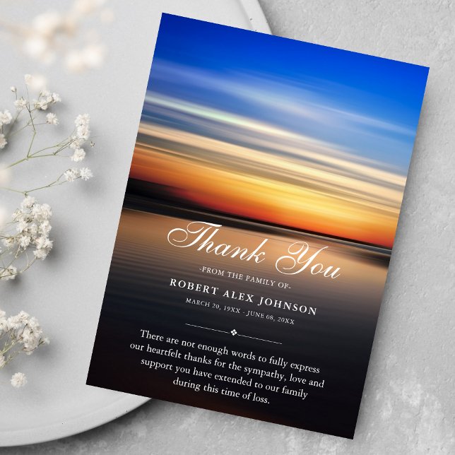 Beileid dankt Ihnen am Strand Sonnenuntergang Tote Dankeskarte (Von Creator hochgeladen)