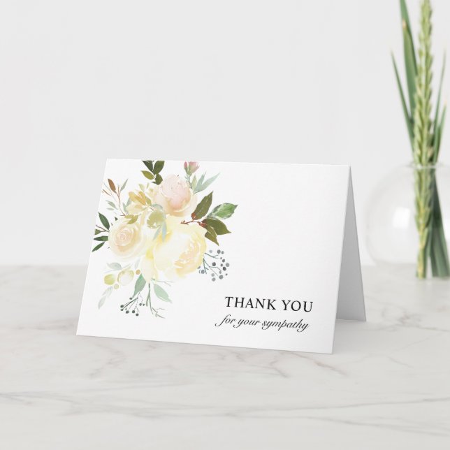 Beileid der Beerdigung Vielen Dank Elfenbeinflora Dankeskarte (Vorderseite)